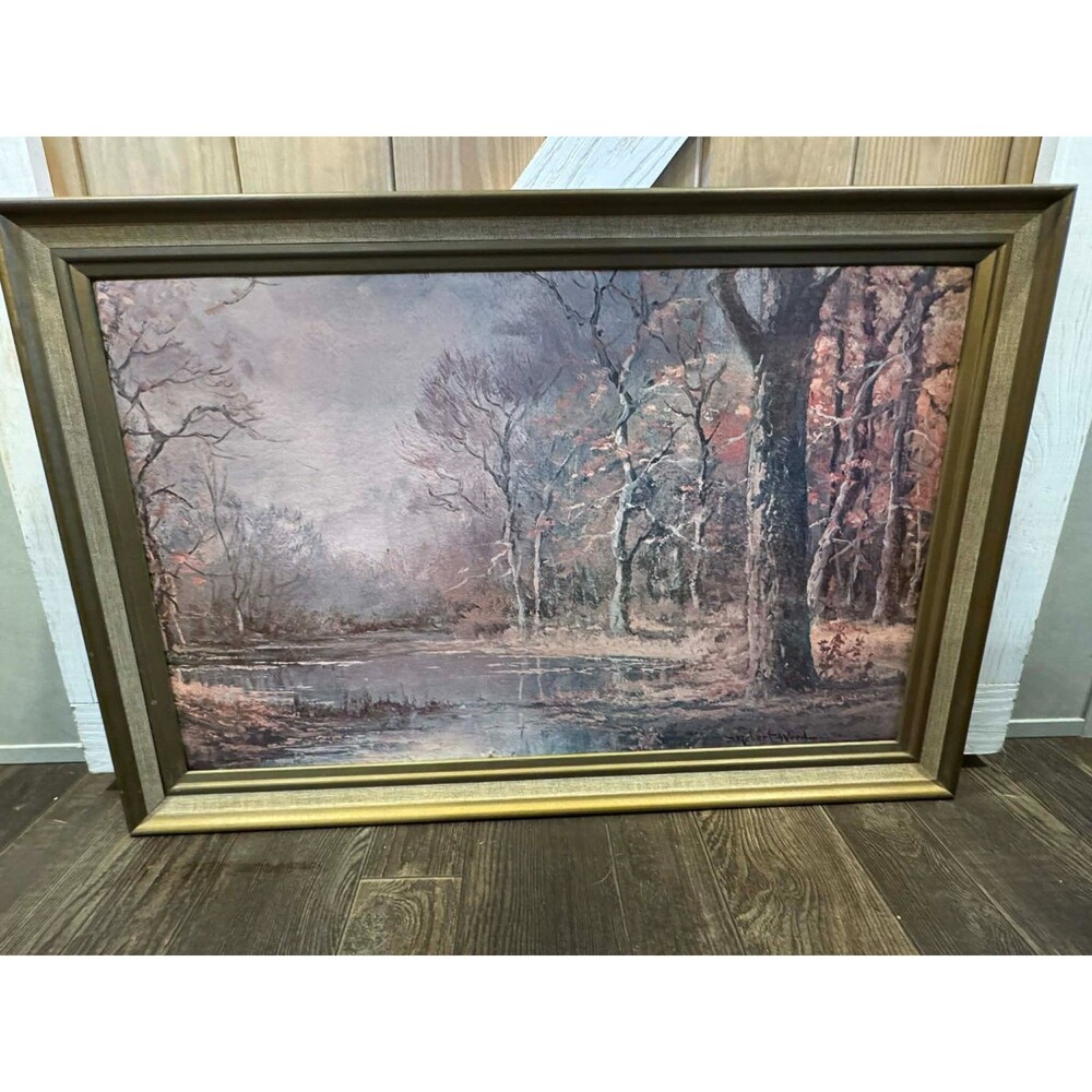 Vintage Robert Wood "October Morn" 1956 Framed Landscape Art Print